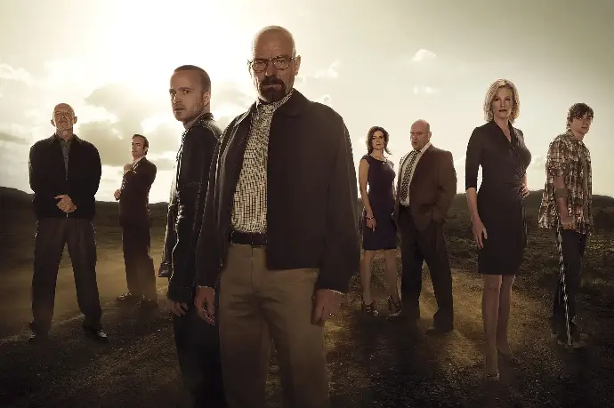 Breaking Bad poster featuring all the lead characters